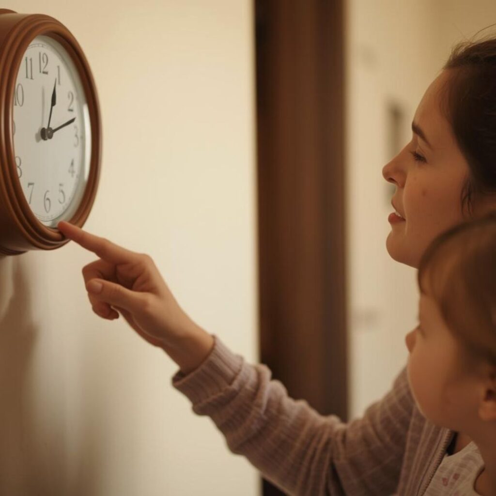 イヤイヤ期の子どもに時間を知らせる母親